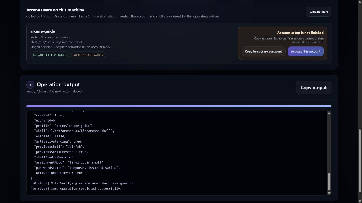 Controlled Linux simulation of a staged locked and expired account awaiting activation; no temporary password is shown.